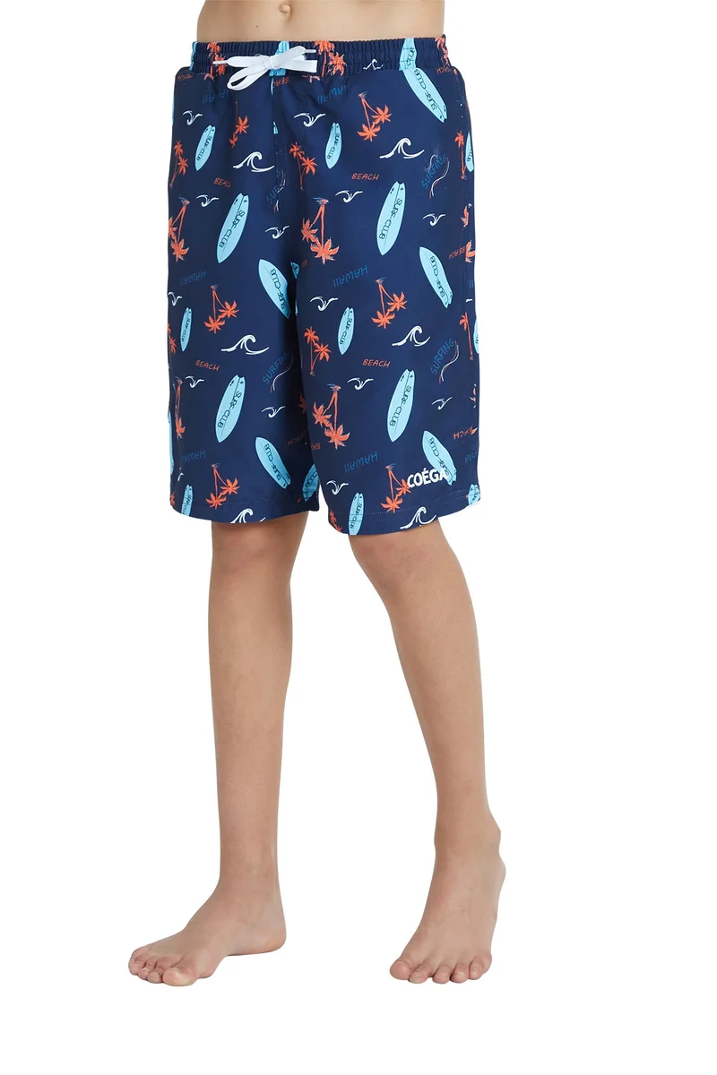 COEGA SUNWEAR  COEGA  Boys Kids Boardshorts - Navy Peach Palms for Men | Best Price UAE